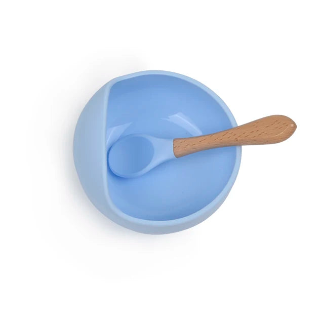 BPA Free Non Toxic Children Dishes Utenisl Dinnerware Kid Tableware Silicone Baby Feeding Set Suction Silicone Bib Bowl Plate